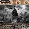 2D Flat 1pc Banner - Gothic Retro Style Festival Party Banner Decoration Photo Background Cloth Featuring the Grim Reaper