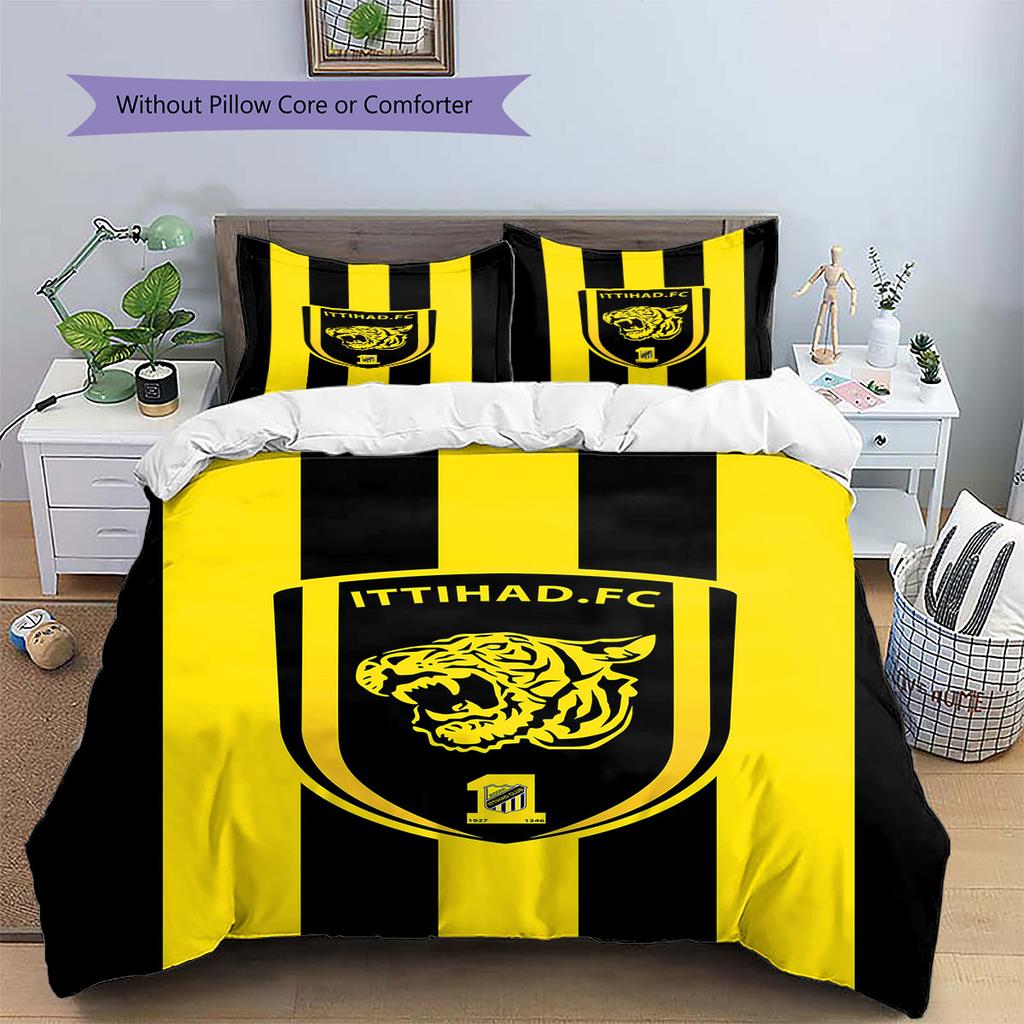 Al-Ittihad FC Pattern Bedding,Quilt Set Quilt Cover Pillowcase Home Birthday Gift(1 * duvet cover + 2 * pillowcase, without core)