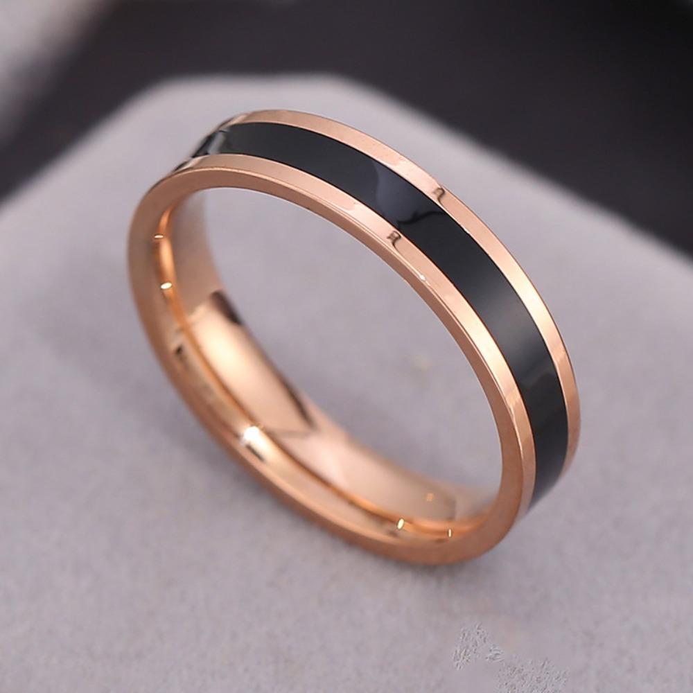 Bague en Acier Titane 18k Hypoallergénique Durable Acier Inoxydable Bande Fine Bijou Unisexe