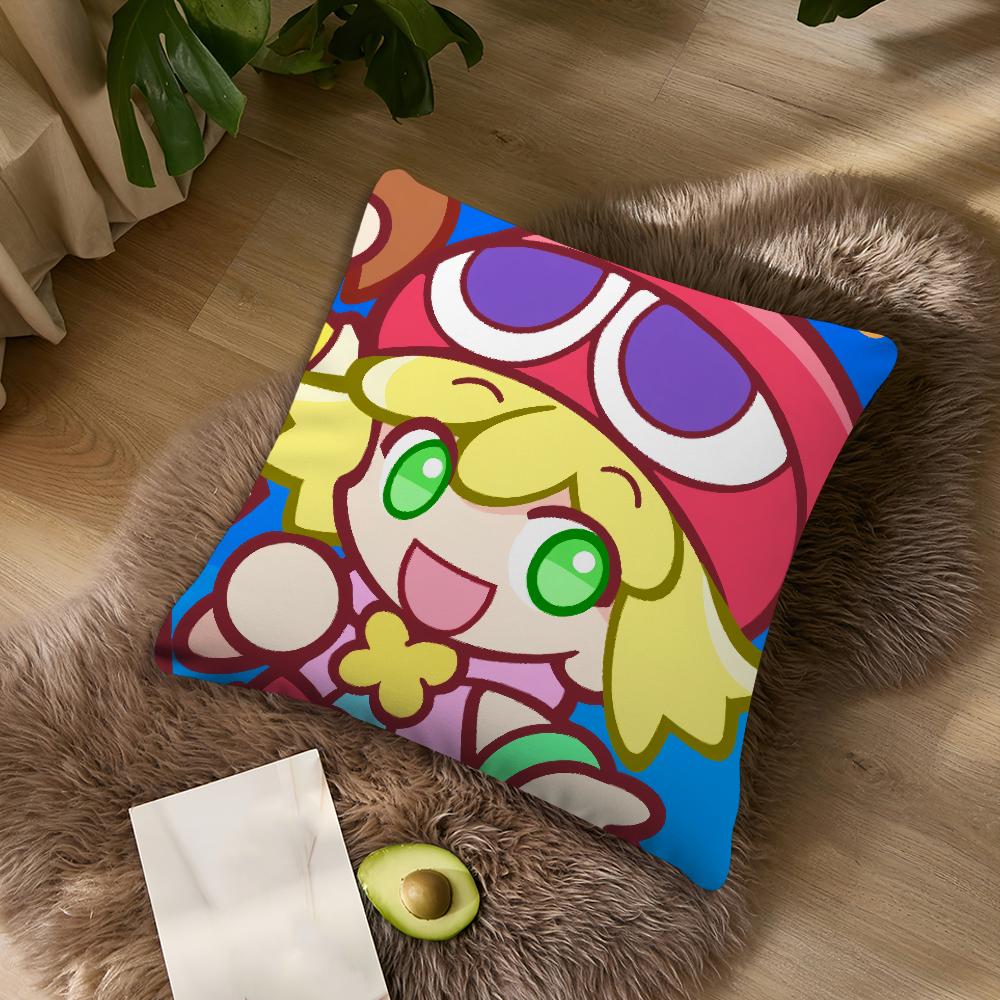 Game P-Puyo P-Pop F-Fever Anime Sig For Bedroom Car Coffee Shop Room Soft and Living Room Sofa Decorative Pillow Cover Case