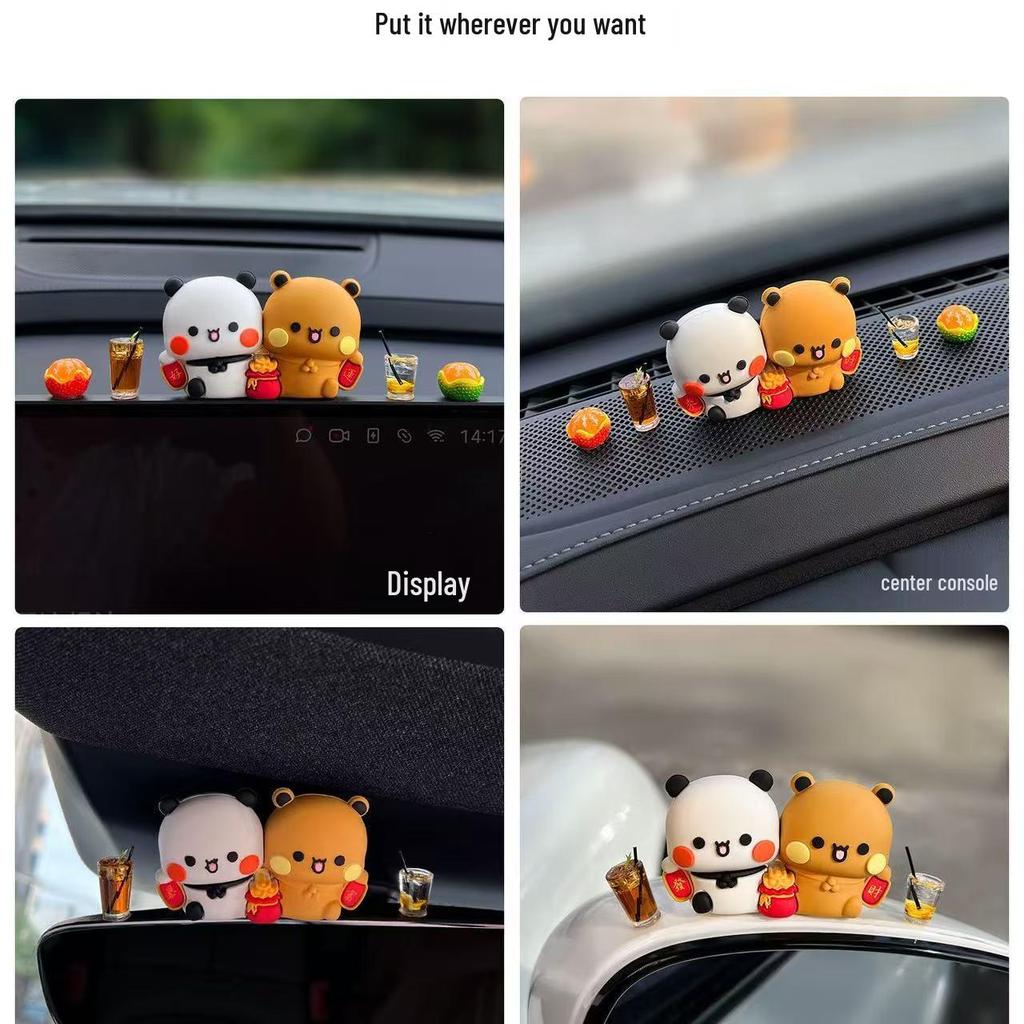 Panda Office Wealth Charm: Cute Car Ornament, Trendy Toy Figure, Christmas Gift for Girls