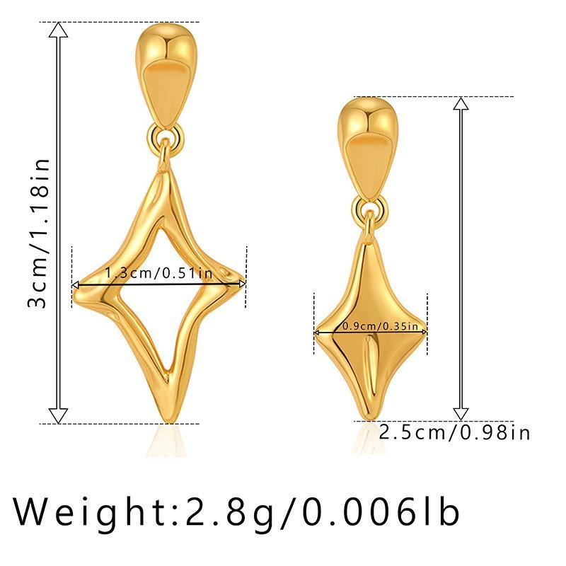 Minimalist Irregular Hollow Star Silver Needle 18k Gold Plated Stud Earrings For Women