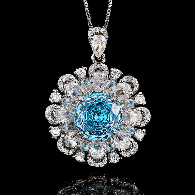 Schmuck Kupferboden Vergoldet Simulation Millennium Meeresblau Blumen-Set Hauptstein 12-10 mm