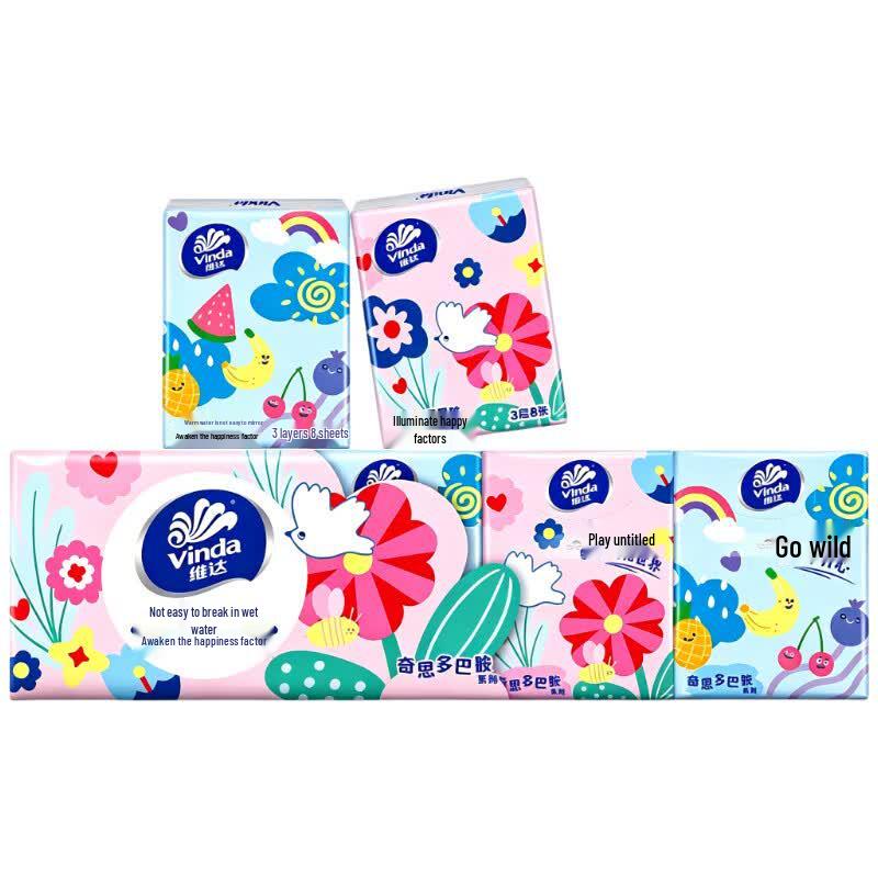 Vinda 3-Ply Portable Handkerchief Tissues, 10-Pack