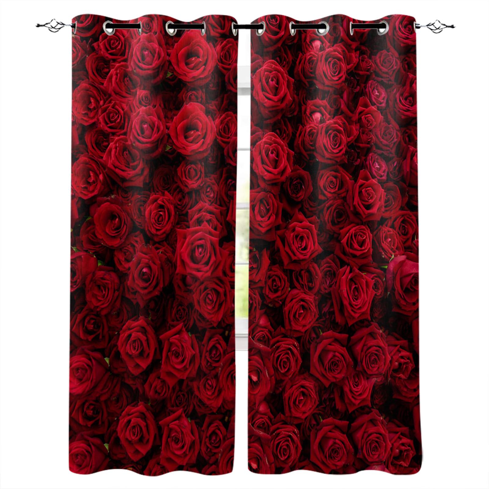 Розовая Роза Романтические Оконные Шторы Кухонные Шторы Панель Домашний Декор Шторы — фото 11