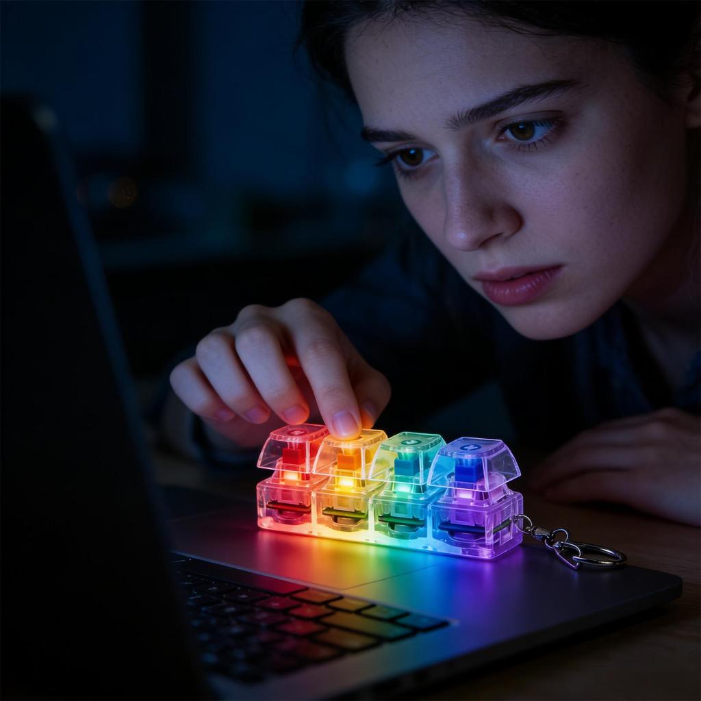 Keyboard Clicker Fidget RGB Sensory Stress Relief Toy Keyboard Sound Clicker for Home Classroom Gathering School Indoor Travel