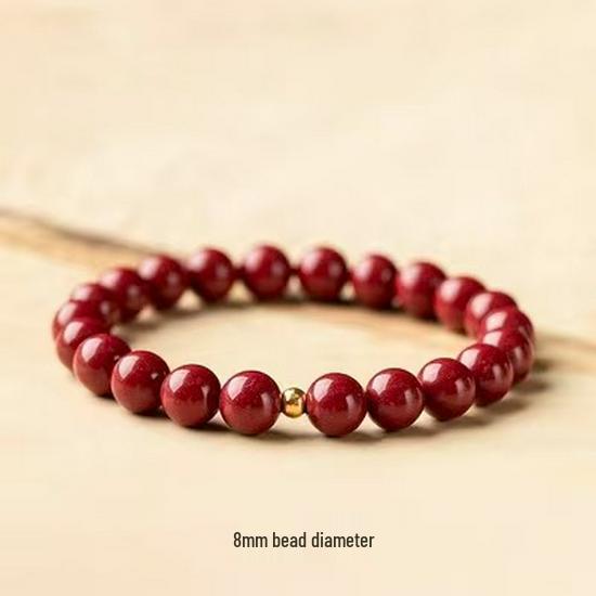 Cinnabar and Purple Bead Single Circle Bracelet - Yearly Charm Accessory