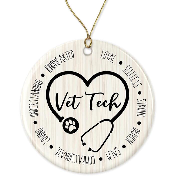 HTDesigns Vet Tech Ornament Or Stocking Stuffer for Vet Tech Or Veterinarian - Car Charm Printed on Both Sides Printed on Both Sides