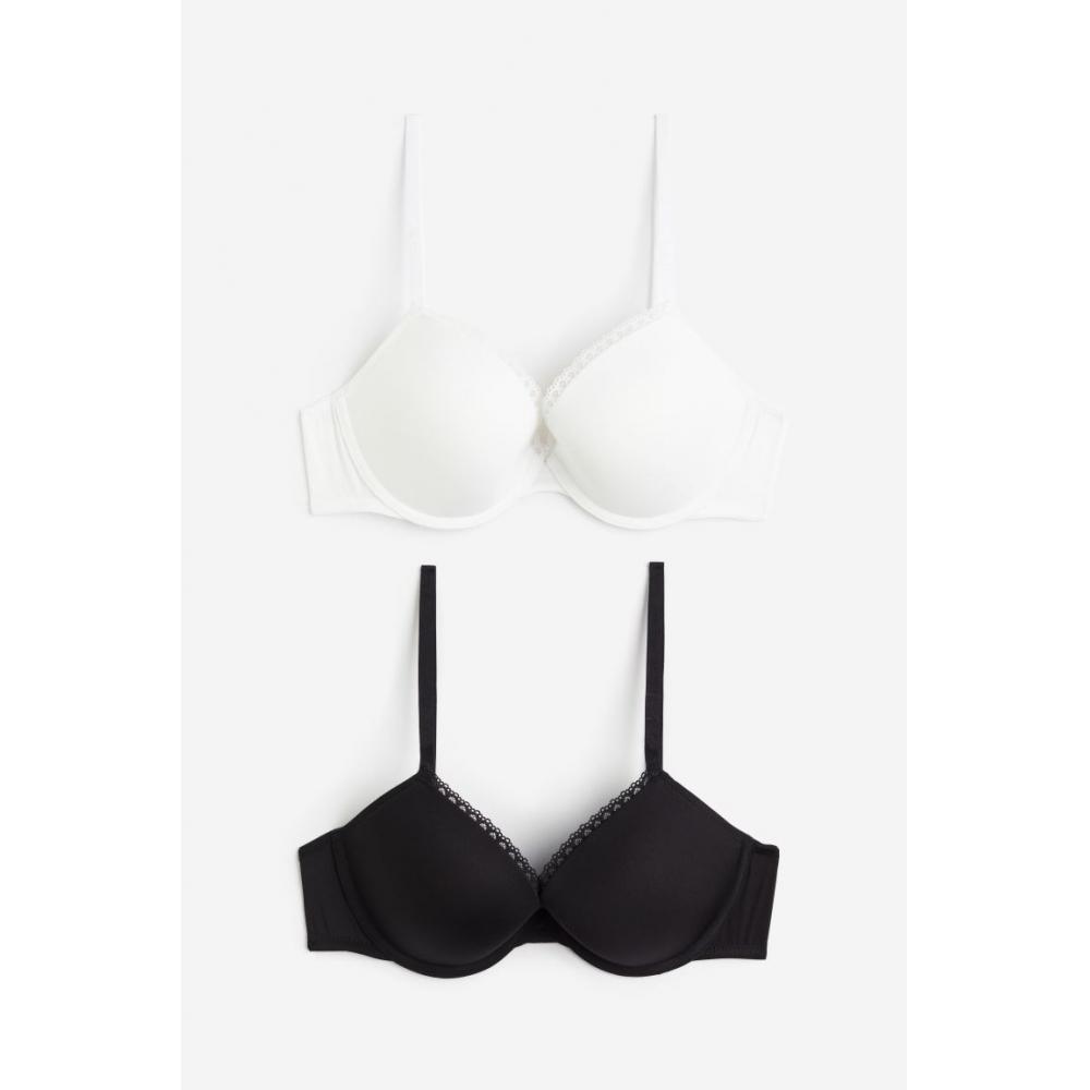 

Комплект из 2 бюстгальтеров пуш-ап из микрофибры HM, черный, белый