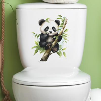 Cartoon Niedlichen Roten Panda Essen Bambus Toilette Stick Badezimmer Toilette Home Dekoration Wandaufkleber
