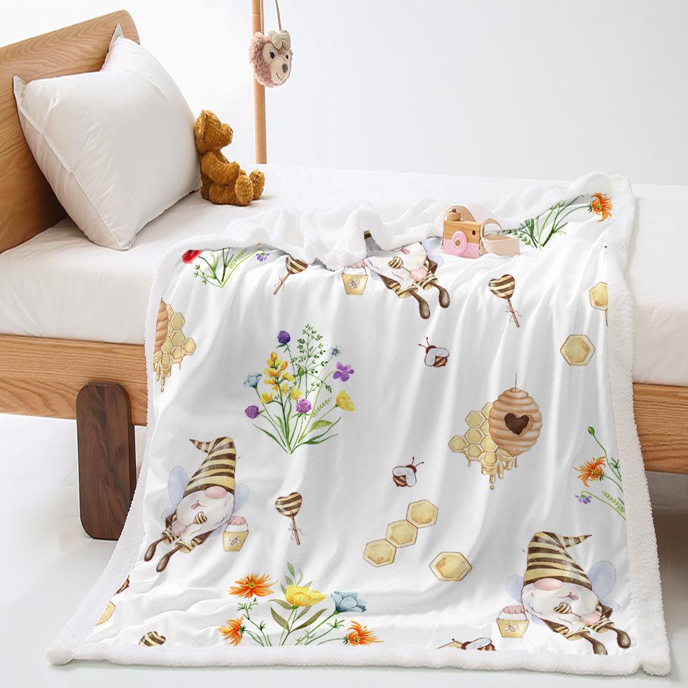 Blanket Cartoon Honey Blanket Digital Printed Lamb Fleece Crystal Fleece Blanket