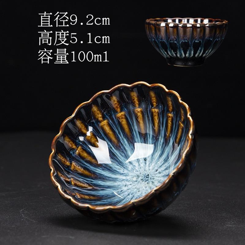 Kiln-Transformed Tianmu Jianzhan Silver Lotus Master Single Cup Ceramic Kung Fu Set Tea Bowl Personal Tasti