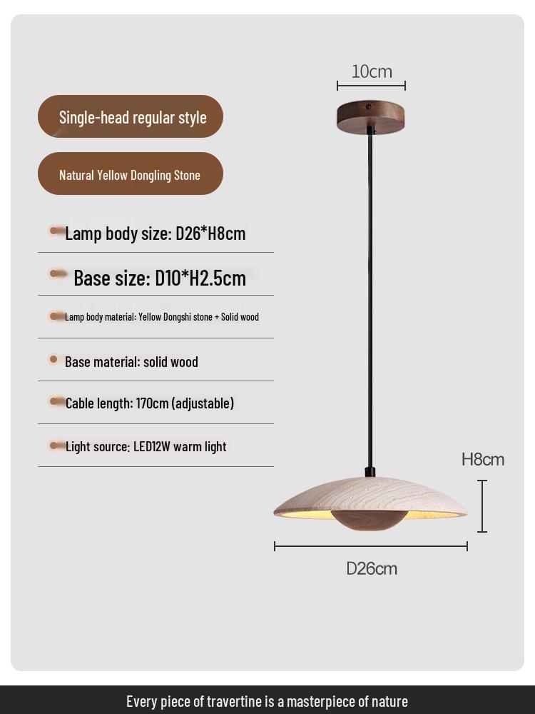 Mid-century Wabi-sabi Travertine Pendant Light for Dining & Bedrooms