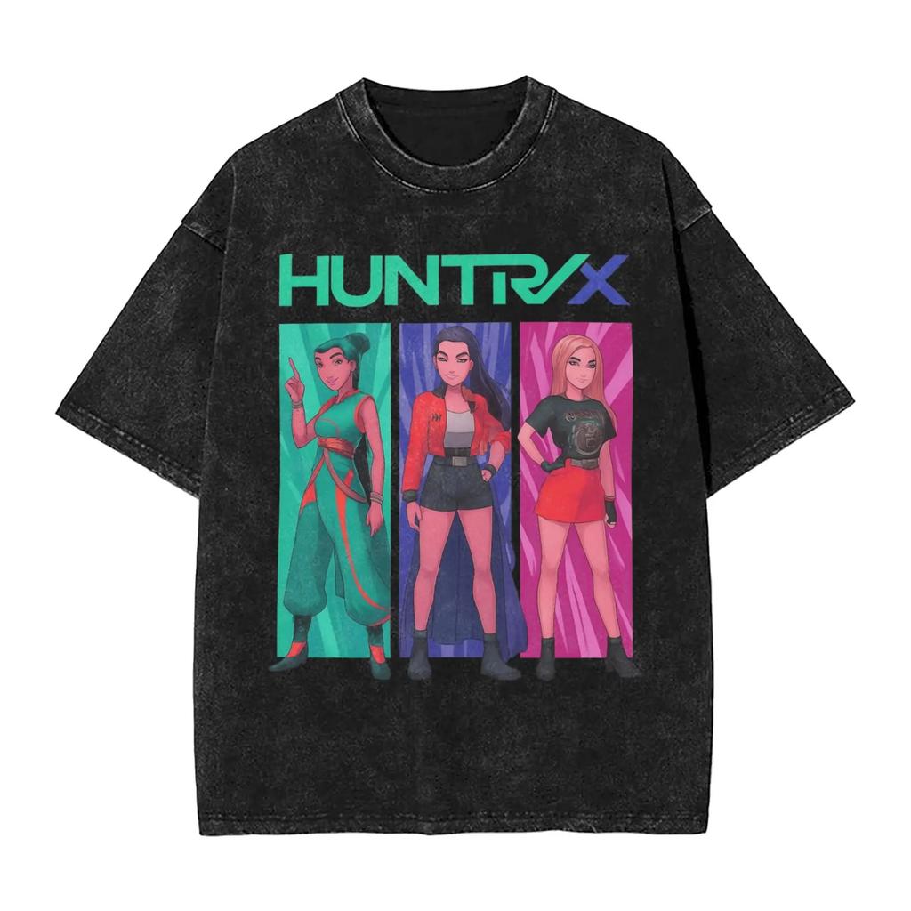 Huntrix Kpop Demon Hunters Mira Rumi  Zoey T Shirt Summer Washed T-Shirts Casual Hippie Tee Shirt for Men Print Top Tees 2025