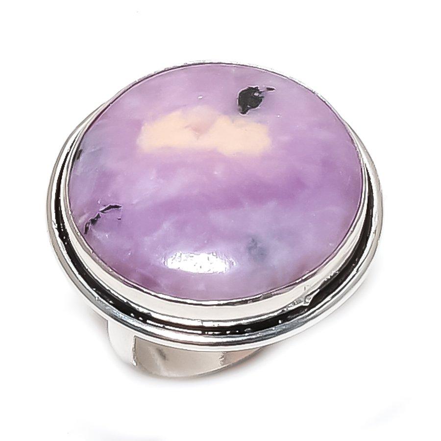 Lepidolite Gemstone Handmade 925 Sterling Silver Jewelry Ring Size 6.5 D8i48