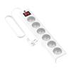 GARZA - Top Multiple Base with 6 Schuko Sockets with Switch, Surge Protection, 1.5mm X 1.5 Meter Cable, White CE