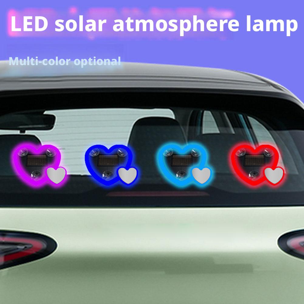 Solar Powered Heart Shaped Neon Light Car Atmosphere With Modes Car Light Decoration 4 Accessory Lamp Ambient E8e7
