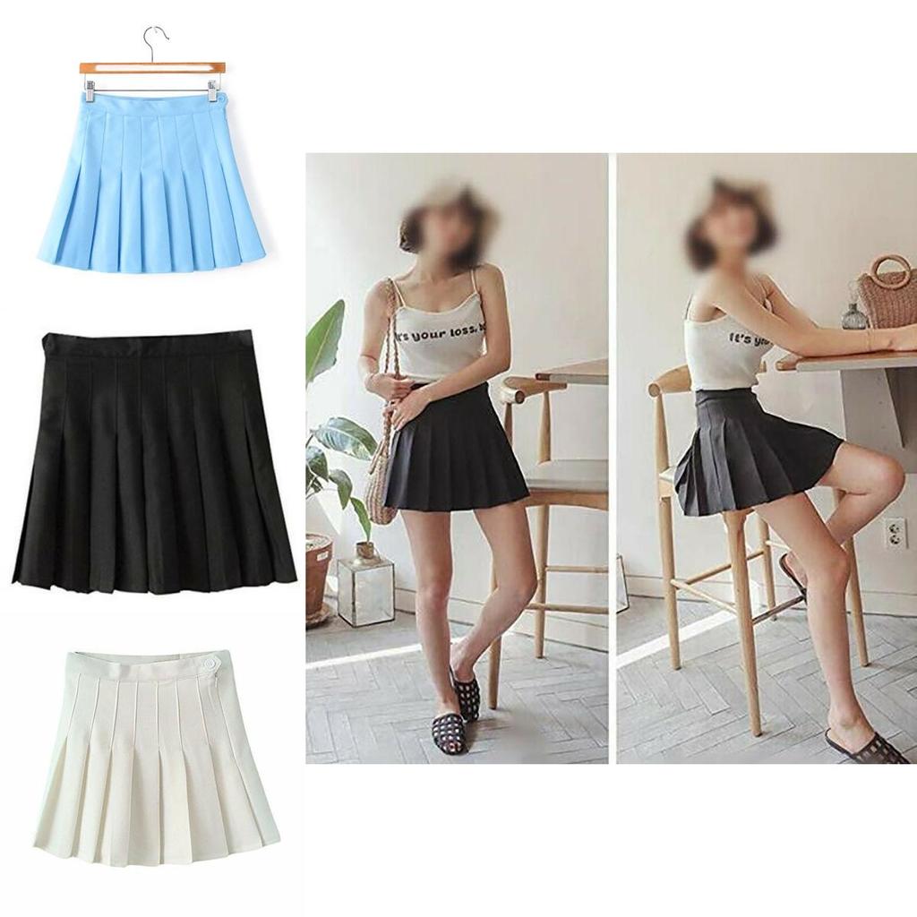 Saia de Tênis Plissada Slim de Cintura Alta para Mulheres e Meninas com Calções de Segurança para Conforto Elegante