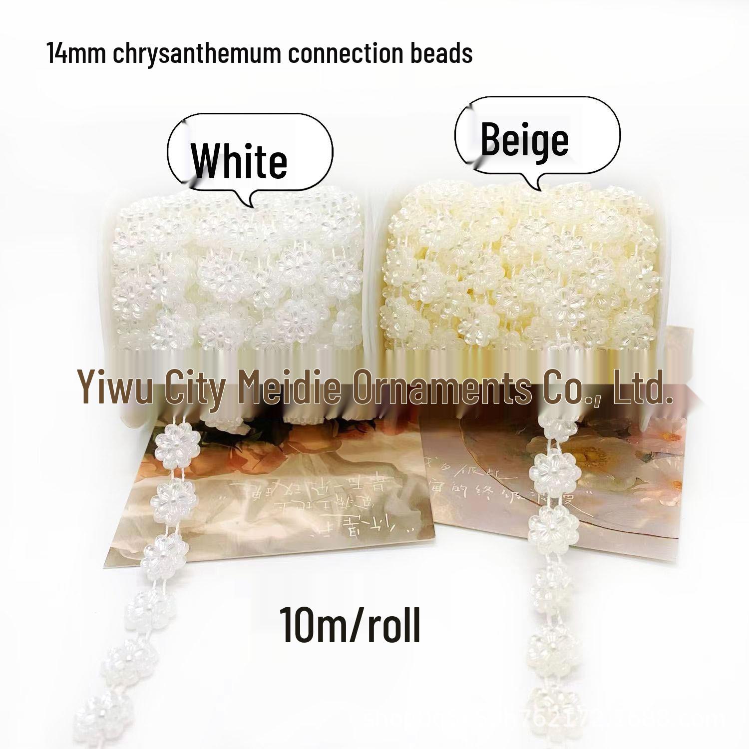 White Rose Flower Pearl Chain Lace Hair Clip Accessories - 16mm Pure White