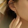 S925 Silver Plated Stud Earrings with Diamond Rotary Line Earrings Simple Commuter Korean Temperament Small Fresh Wave Zircon Stud Earrings