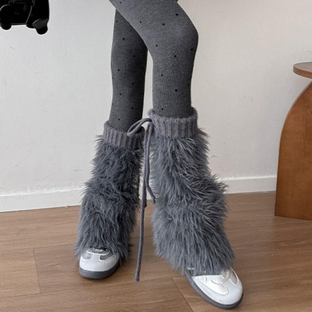 Foot Cover Winter Leg Warmers Y2K Long Stockings Soft Furry Leg Warmers Spicy Girls