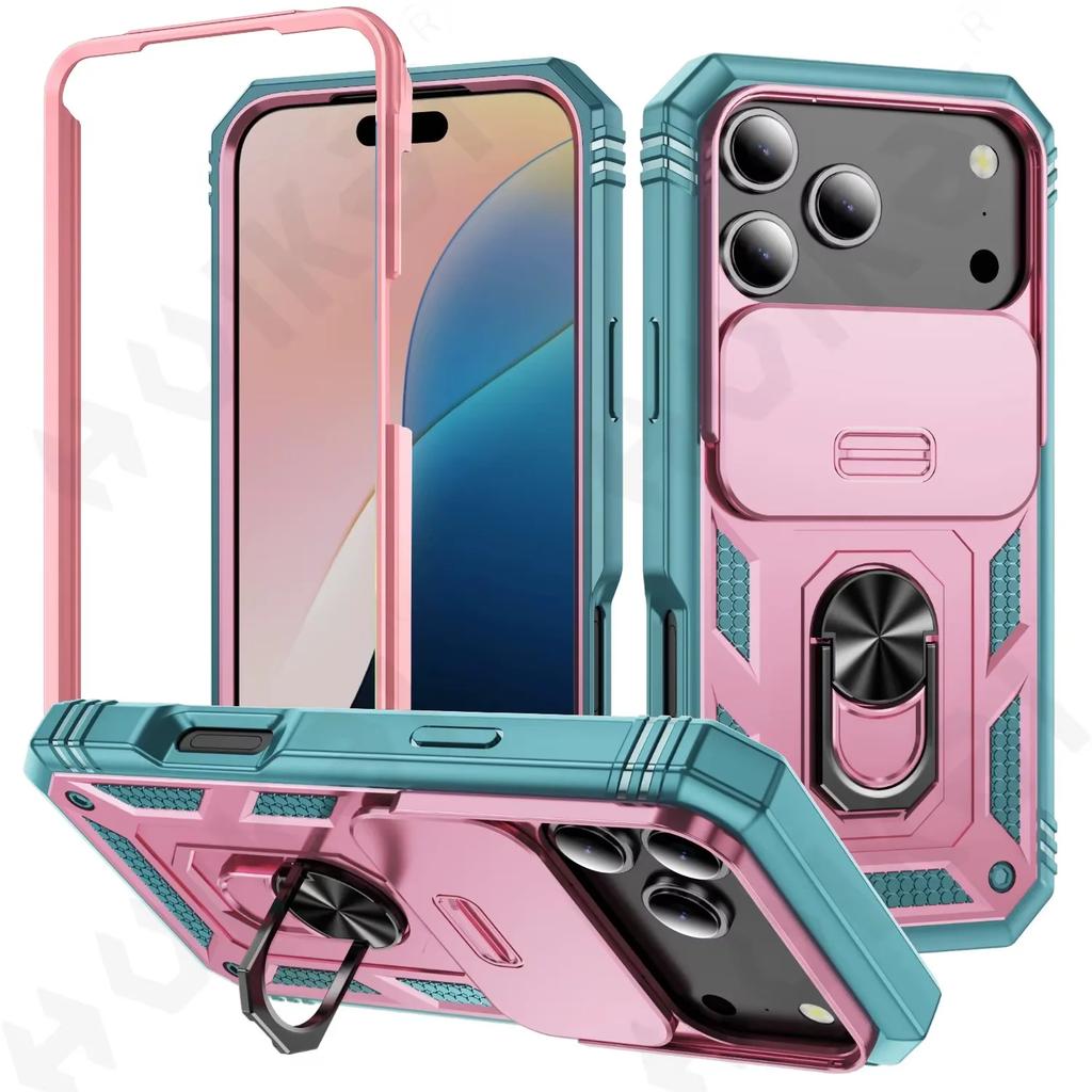 Ring Holder Cameara Protective Phone Case for Apple iPhone 17 Air 16 15 14 13 12 11 Pro Max XS XR Plus with Bumper Cover