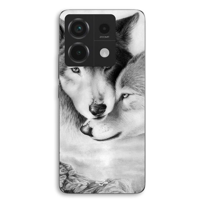 Coque Pour Xiaomi Redmi Note 13 Pro 5g Le loup et la louve Animal noir et blonc Maniacase