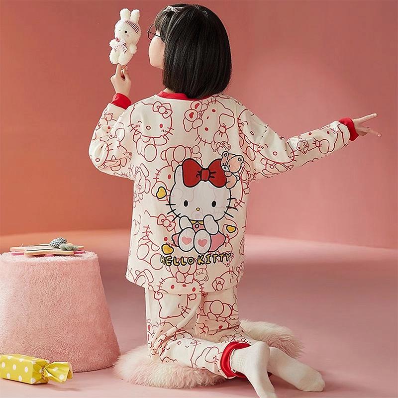 Girls' Cute Cartoon Long-Sleeve Pajama Set for Spring, Autumn, Winter 2026
