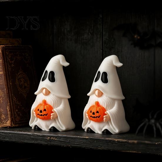 Creative Holiday Present Halloween Ghost Gnome Figurine, Pumpkin Desk Ornament, 3D Printed Desktop Figurine Ornaments Mini Statue for Home Shelf