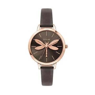Amourette Gris Cadran Rayons de Soleil Bracelet Cuir Quartz ME010074 Montre Femme