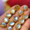 2Pcs DIY Lace Diamond Beads Natural Stone Aquamarine Isolation Beads 9.7x11mm For Jewelry Making DIY Necklace Bracelet Earrings Accessory