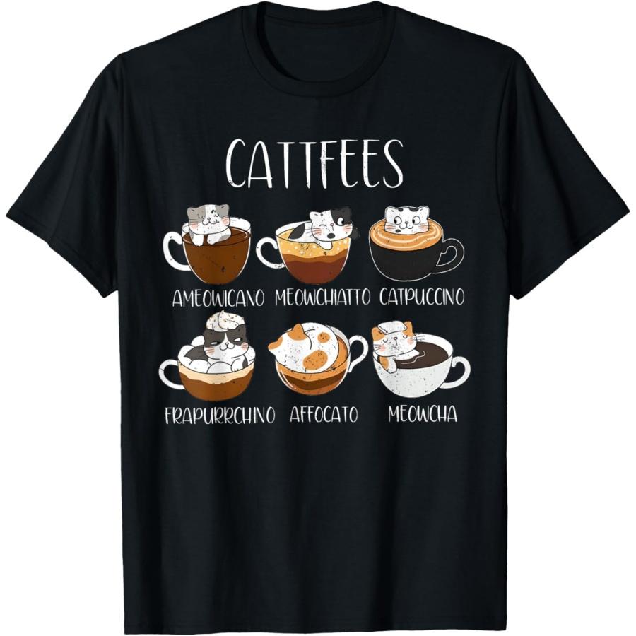 Cats & Coffee Lover Funny Caffeine Quote Cattfees Cute Cat T-Shirt S