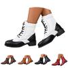 Thigh High Open Toe Boots For Women Wide Calf Leather Lace Up Round Toe Women'S Boots Fashionable And Casual Thick Botas Mujer