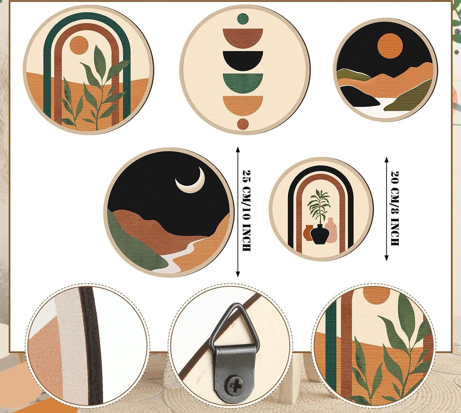 5 шт. Деревянное настенное украшение Настенное подвесное украшение Фермерский дом Геометрическое подвесное украшение Предметы интерьера Ремесленная подвеска