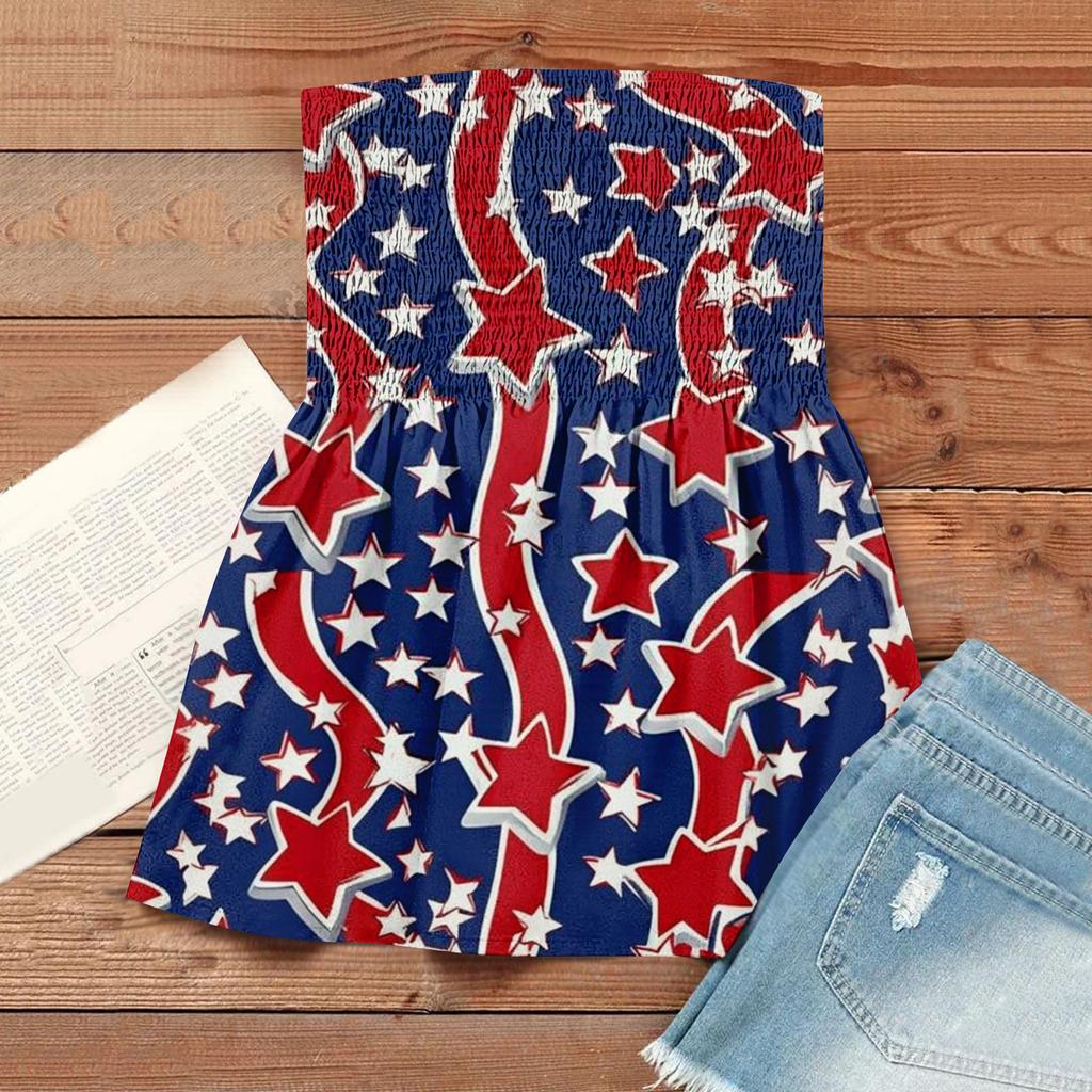 Tube Tops For Women,Cute Sexy Off Shoulder Print Sleeveless T-Shirt