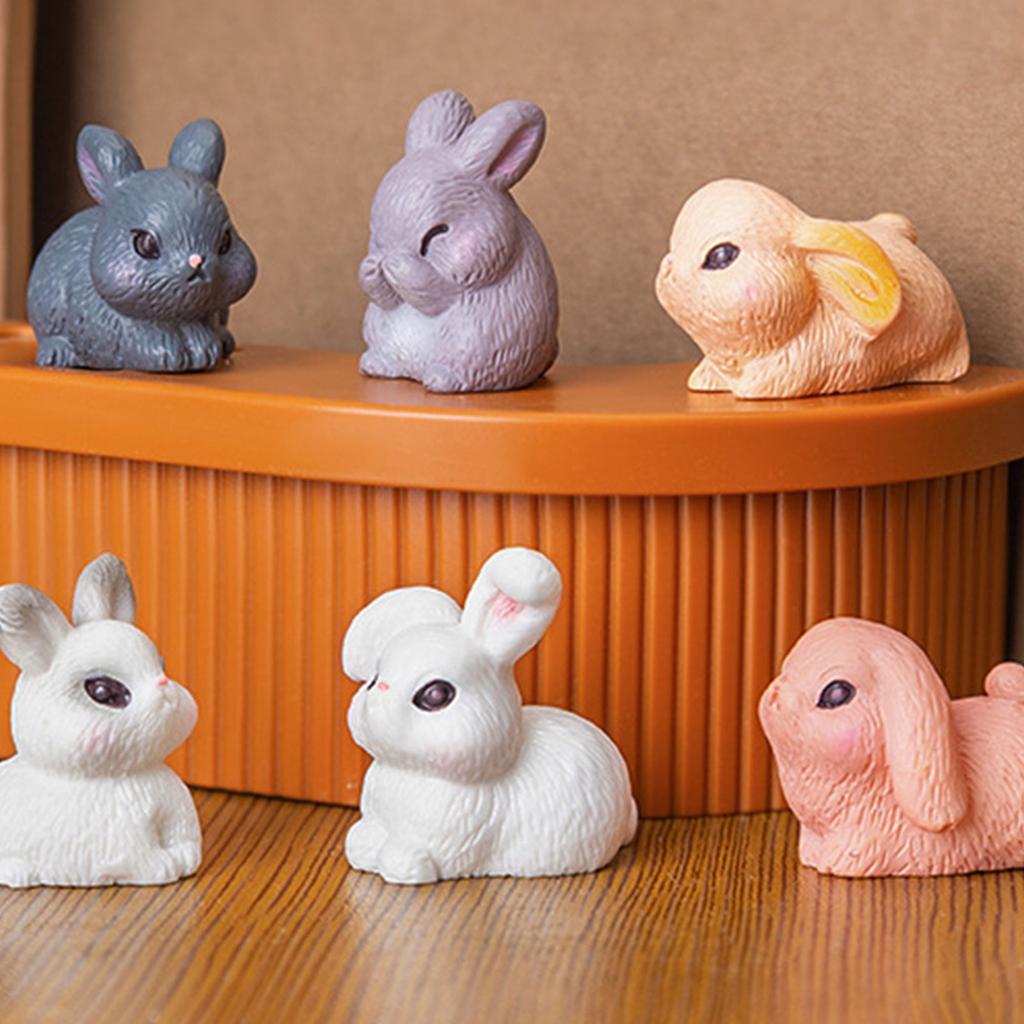 Mini Easter Rabbit Figurines Set of 10 Miniature Animal Statues for Creative Decorations and Potted Plant