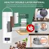 AEE4-Travel Electric Kettle Portable Small Mini Tea Coffee Kettle Water Heater White Stainless Steel With LCD US Plug