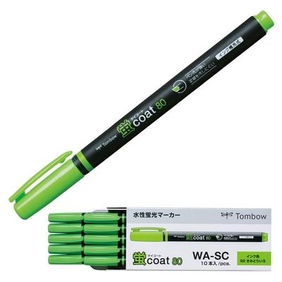 Tombow Pencil Fluorescent Kei Coat Pen Polymer Coated Single 10 Pen, 80, Yellow-Green (Strong Tip! Core), Type, Pens, WA-SC92-10P
