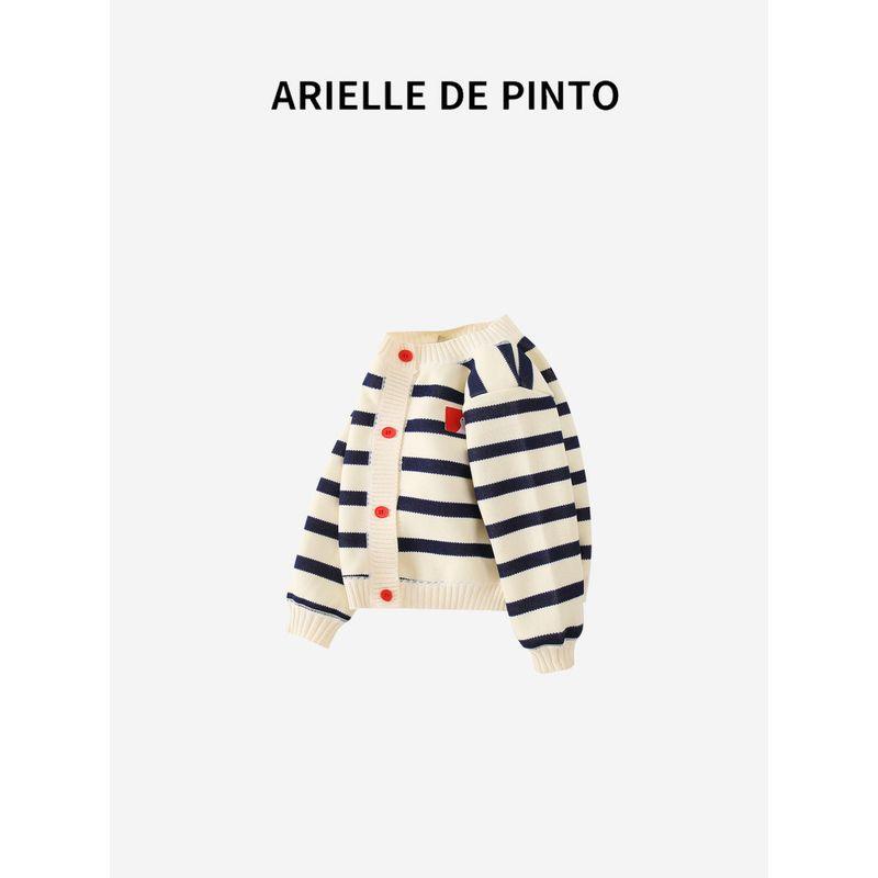 French Arielle De Pinto Boys' Autumn Jacket New Fashion Boys' Red Label Striped Sweater Children's Clothing