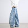 Autumn Men's Letter Printed Straight-Leg Baggy Jeans Hip Hop Fashion Washed Denim Pantalones American Retro Y2K Streetwear Jean