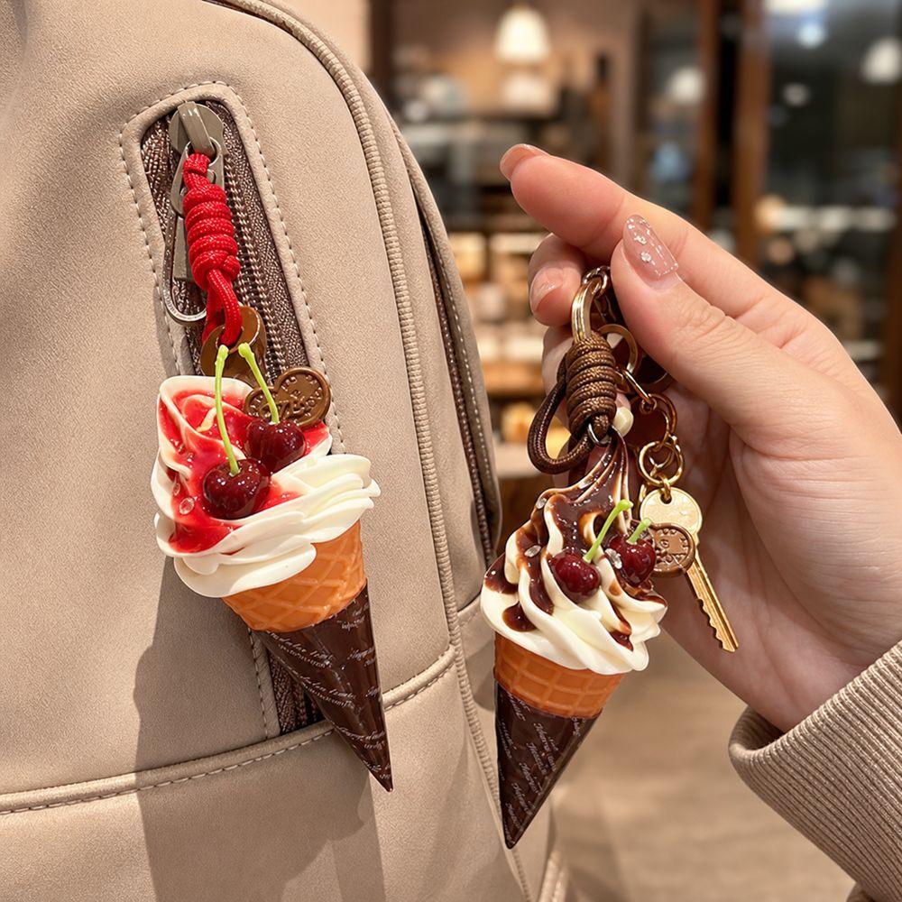 Cute Cartoon Ice Cream Keychain Food Shaped Backpack Pendant New Dessert Keychain Key Accessories
