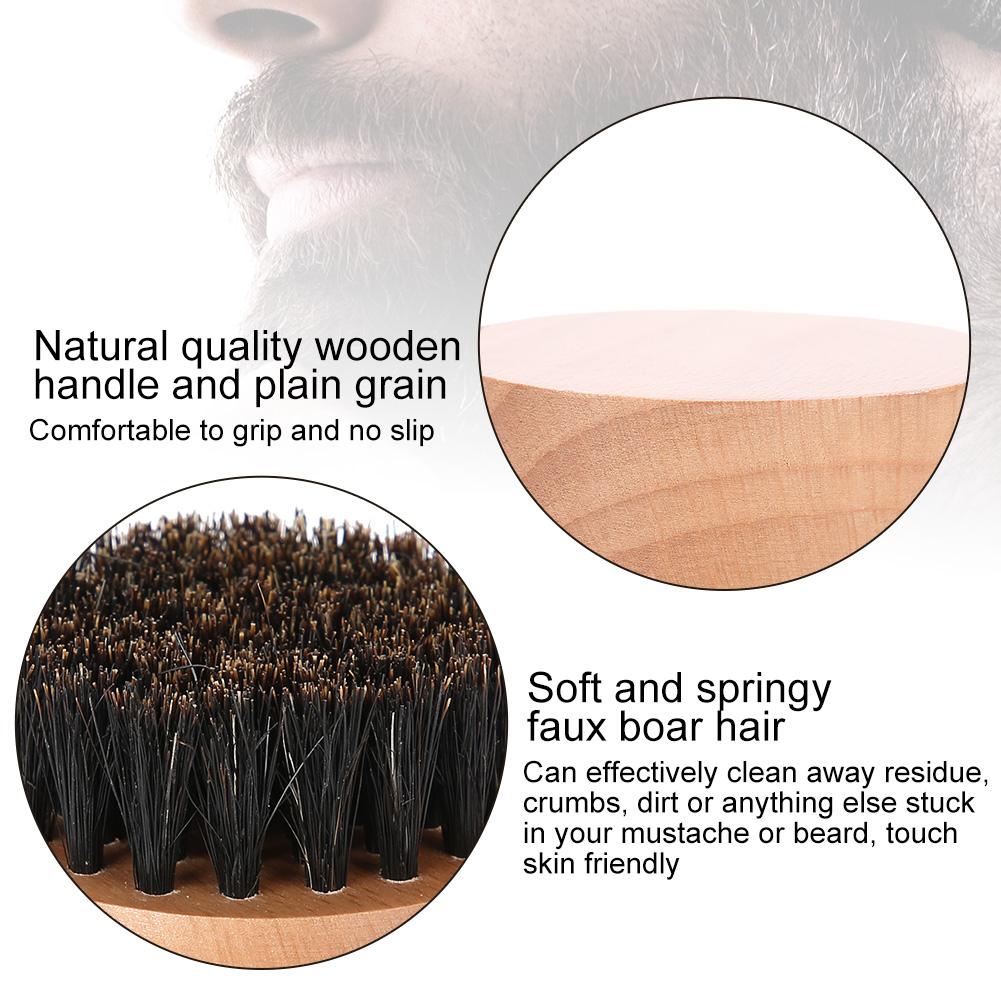 Men Natural Faux Boar Hair Wood Handle Beard Cleaning Shaving Shaping Brush (Beech)