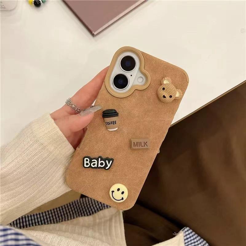 Applicable iPhone17promax Mobile Phone Case 16 Cute 15pro Coffee Bear 13 Creative 12P Anti-drop 11 Soft Cover