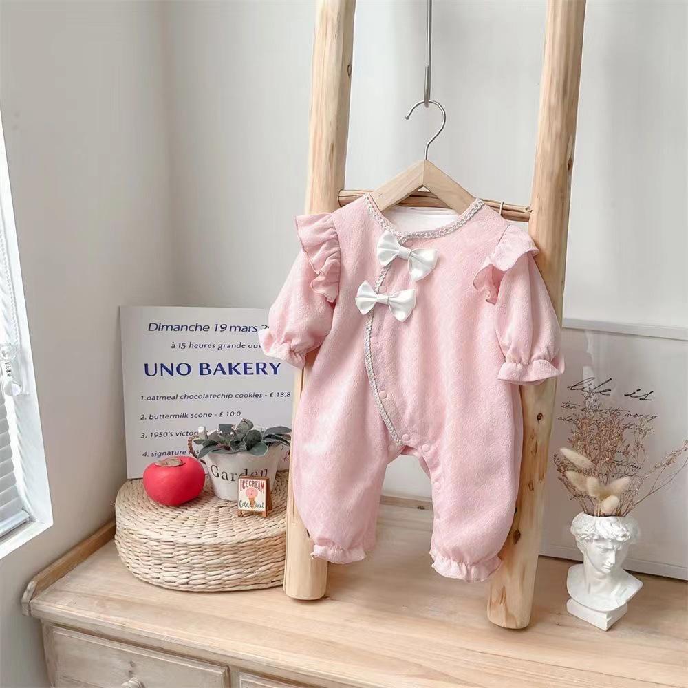 Infant Long Sleeve Double Layer Romper - Fashionable Princess Harem Suit for Newborn Girls