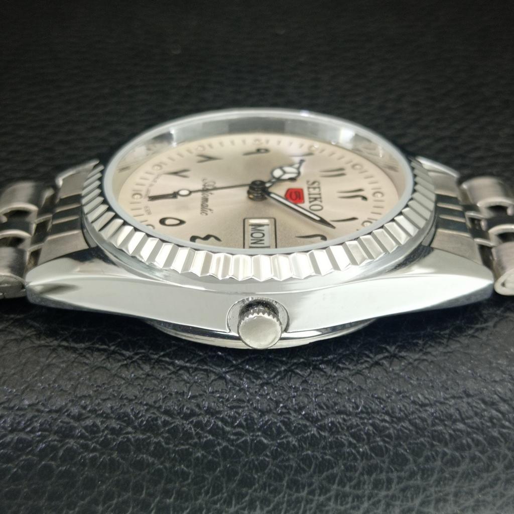 VINTAGE SEIKO 5 AUTOMATIC 6309A REFURBISHED JAPAN MENS SILVER WATCH a442497-1