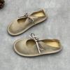 Johnature Handmade Genuine Leather Flat Slippers Round Toe Retro Soft Soled Women's Outdoor Slip-on Shoes