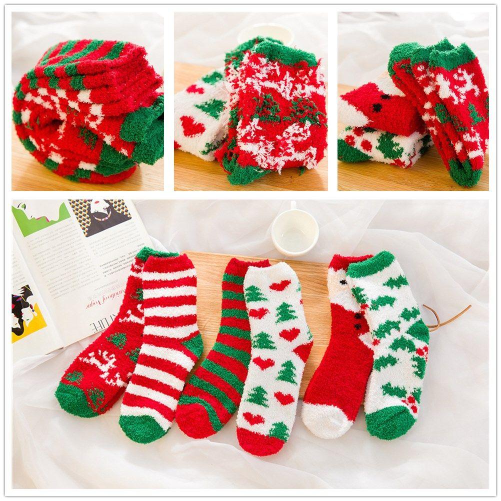 

1 Pair New Year Warm Winter Fleece Christmas Women s Socks Coral Floor Socks 11