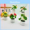 Potted Faux Lotus Plastic Green Plant Potted Plant For Home Living Decor Room