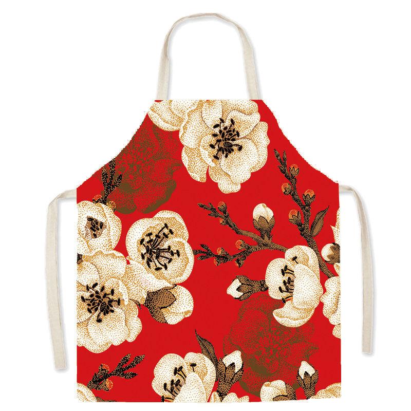 Pastoral Style Floral Series Kitchen Sleeveless Apron Color Floral Linen Apron Parent-Child Children'S Apron