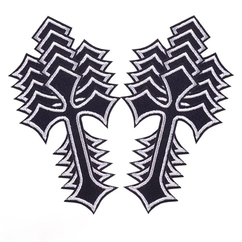 10 ks Černobílé Křížové Vyšívané Nášivky Aplikace Oblečení Nášivka Dekorace